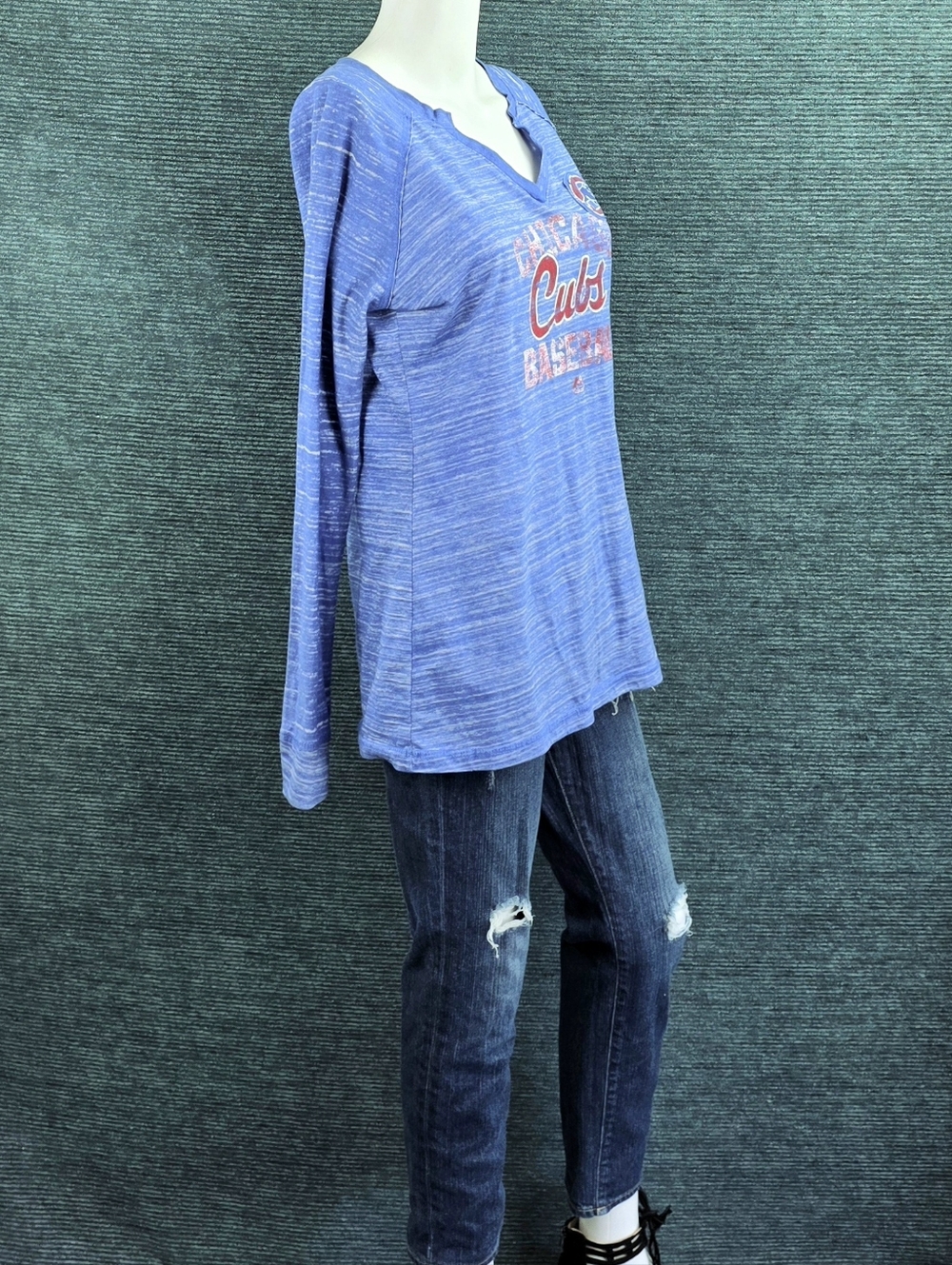 Majestic Brand Vintage Look Chicago Cubs Long Sleeve Tee For Kitty Rescue! - Picture 5 of 12